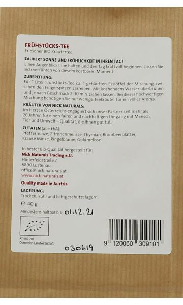 Bio Frühstücks-Tee Inhaltsangaben